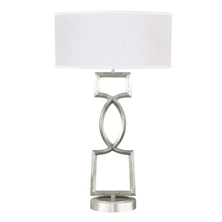 Fine Art Lamps Allegretto Table Lamp, 1-Light, Silver Leaf, White Fabric Shade, 34"H (785010-SF41 NK00) 785010-SF41